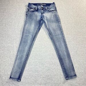 MAX RAVE Skinny Jeans Womens Juniors Sz 1 Blue Low Rise Stretch Casual Denim